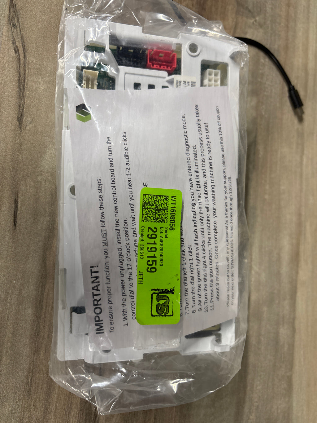 Whirlpool Washer Control Board W11608056