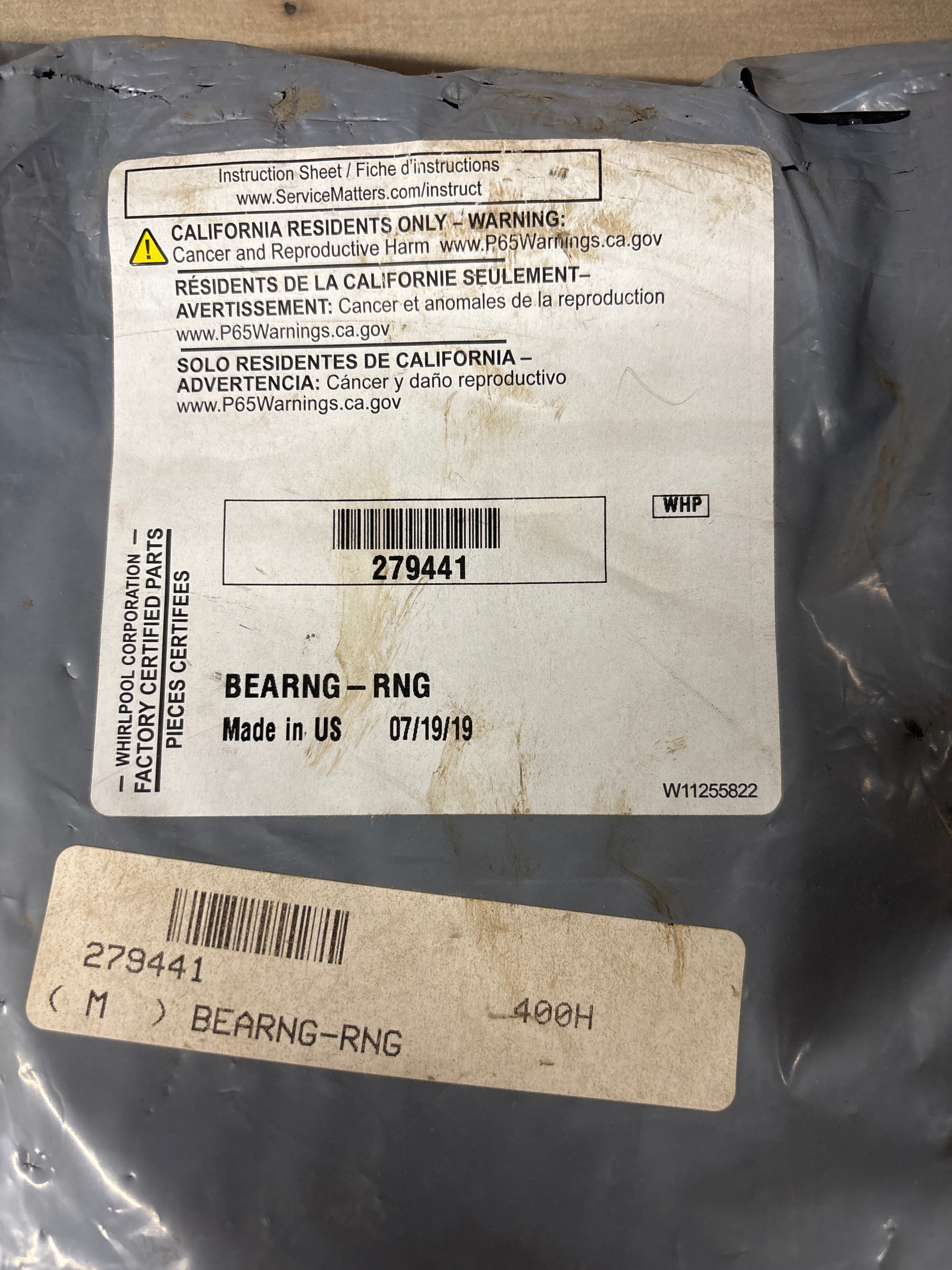 Whirlpool Dryer Drum Support Split Ring Bearings 279441